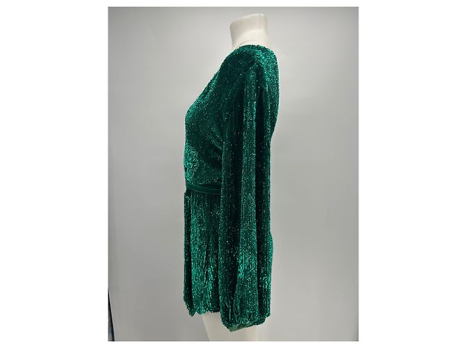 Retrofête Mini robe à sequins vertes - view 3
