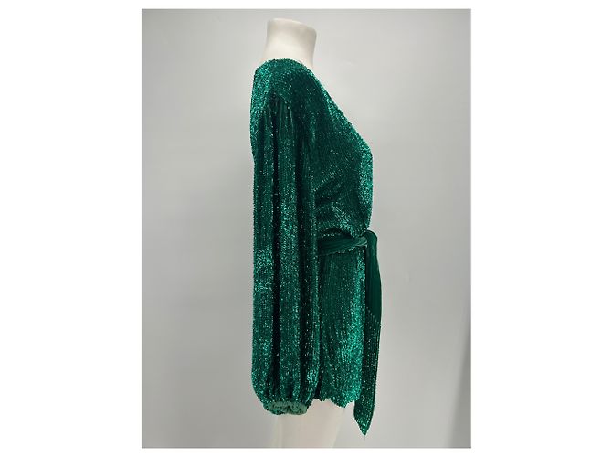 Retrofête Mini robe à sequins vertes - view 4