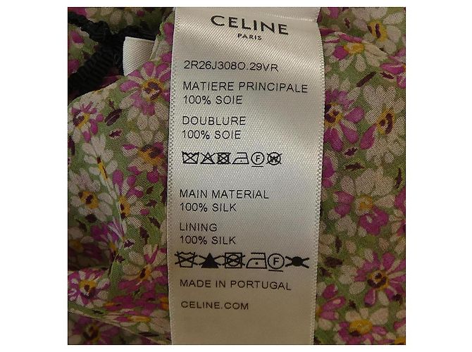 Céline Túnica Celine 100% seda Verde - vista 3