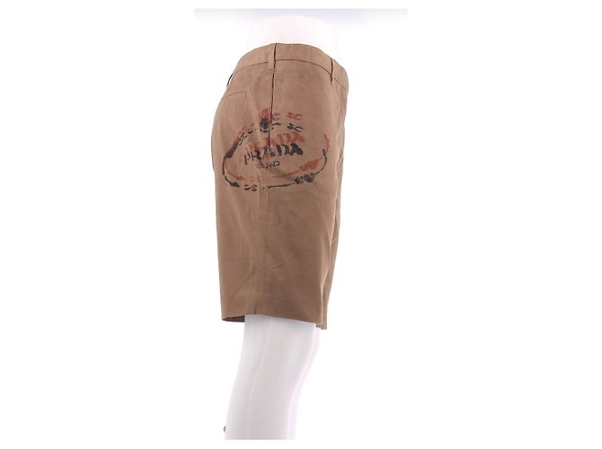 Short Bermuda Prada camel en coton - vue 4
