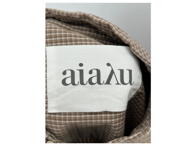Autre Marque Camisa de cuadros AIAYU de algodón marrón Castaño - vista 5