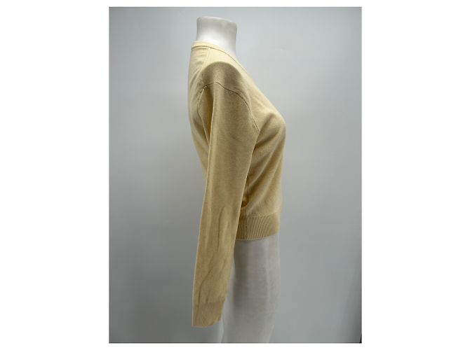 Jersey de lana con cuello en V amarillo Massimo Dutti - vista 3