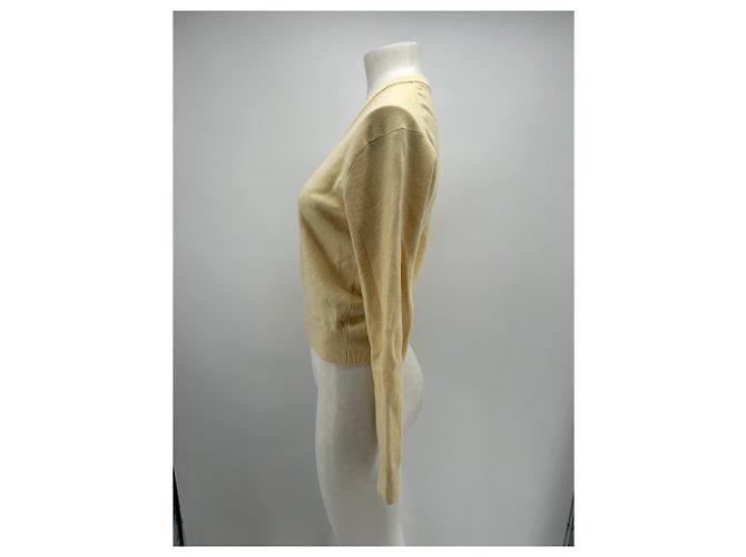 Jersey de lana con cuello en V amarillo Massimo Dutti - vista 4