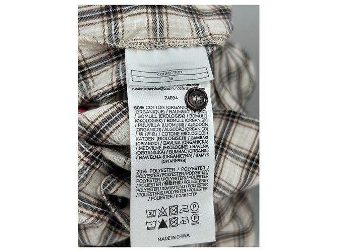 Camisa xadrez Baum und Pferdgarten de algodão marrom Tamanho 36 - vista 6