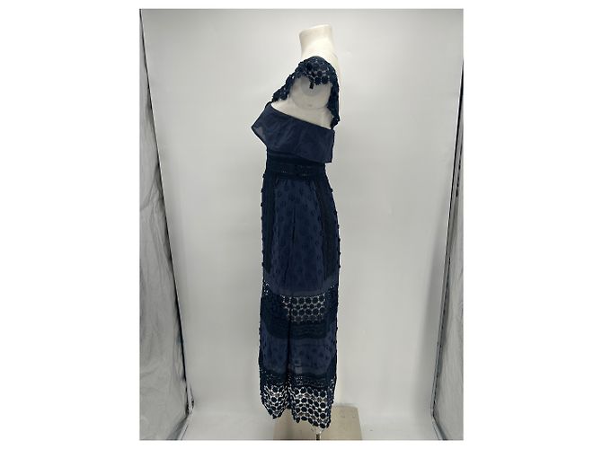 Vestido Self Portrait azul marino de algodón Talla 6 - vista 3