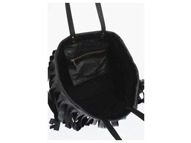 Balenciaga Borsa Tote in Pelle Nera con Frange Nero - vista 9