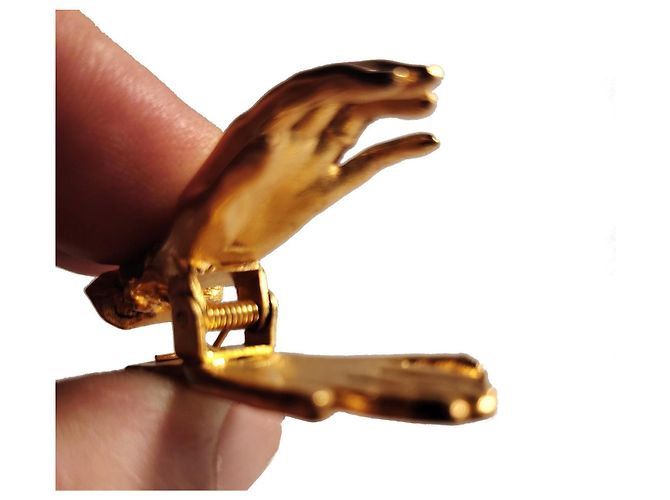 Autre Marque Librairie Pinault Paris Clip per Abito Mano Dorata e Cristalli Rossi D'oro - vista 5