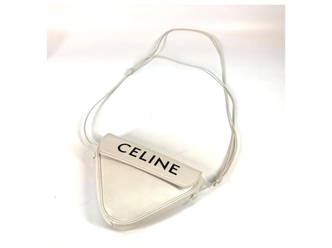 Céline Borsa a tracolla pochette Celine Triangle Logo Nero Bianco - vista 10