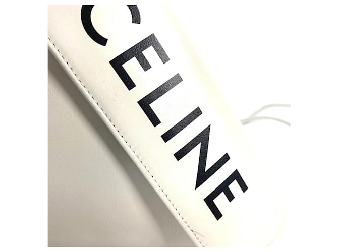 Céline Borsa a tracolla pochette Celine Triangle Logo Nero Bianco - vista 6
