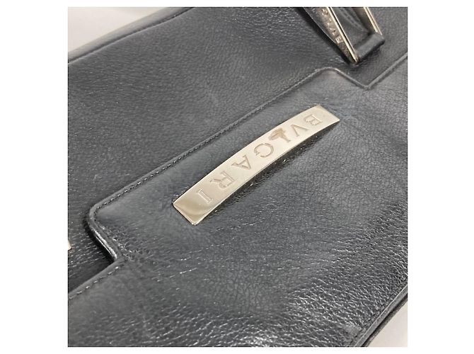Bulgari Bvlgari Logo Flap Tasche aus schwarzem Leder - Ansicht 10