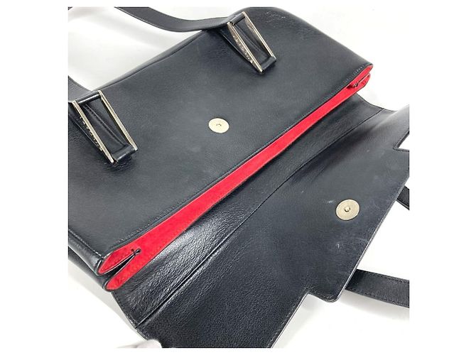Bulgari Bvlgari Logo Flap Tasche aus schwarzem Leder - Ansicht 11