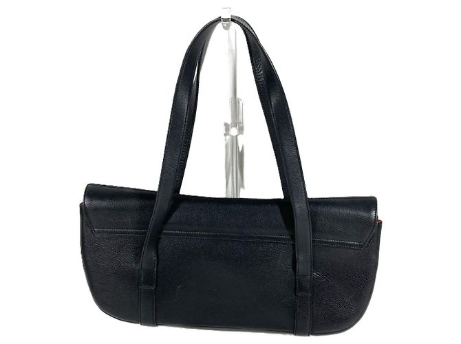 Bulgari Bvlgari Logo Flap Tasche aus schwarzem Leder - Ansicht 2