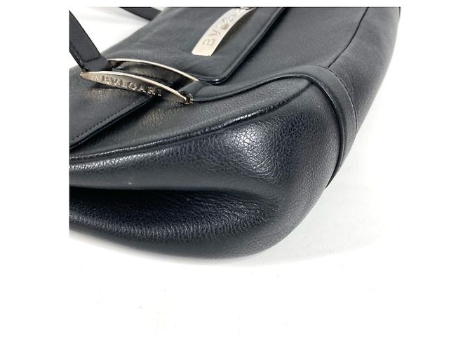 Bulgari Bvlgari Logo Flap Tasche aus schwarzem Leder - Ansicht 4