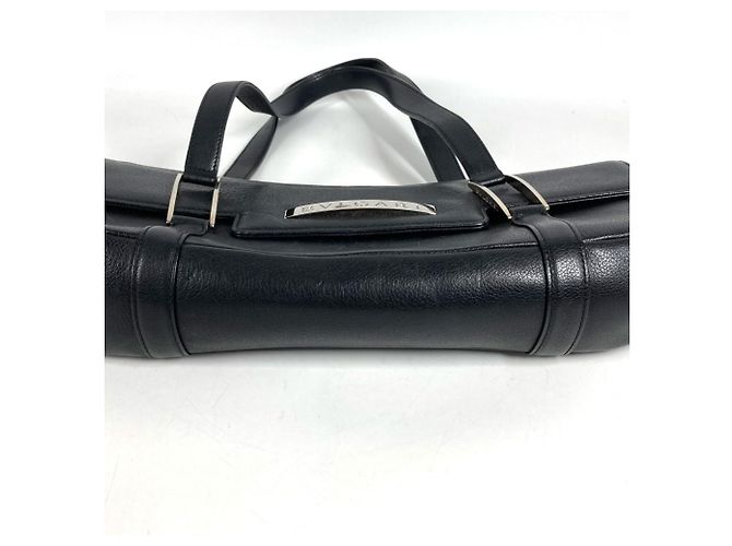 Bulgari Bvlgari Logo Flap Tasche aus schwarzem Leder - Ansicht 5
