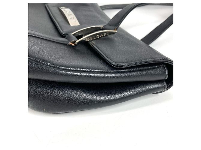 Bulgari Bvlgari Logo Flap Tasche aus schwarzem Leder - Ansicht 7
