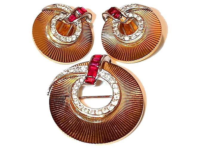 Autre Marque Marcel Boucher Set Spilla e Orecchini Tono Oro D'oro - vista 2