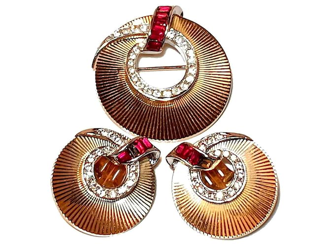 Autre Marque Marcel Boucher Set Spilla e Orecchini Tono Oro D'oro - vista 4