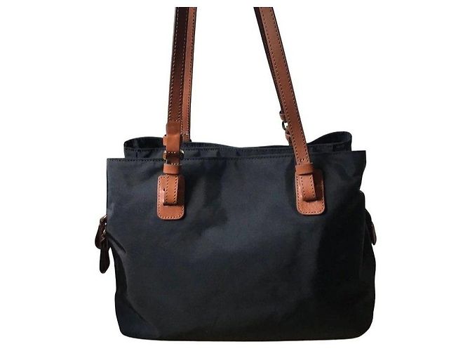 Autre Marque Bric's Borsa Tote in Nylon Nero e Pelle Marrone - vista 4