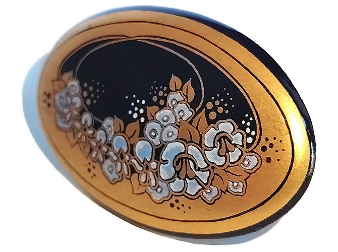 Michaela Frey Emaille Blumenbrosche Oval Golden - Ansicht 2