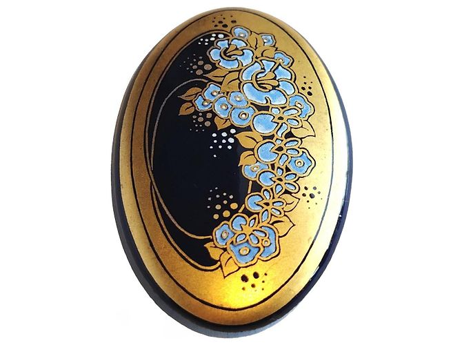 Michaela Frey Emaille Blumenbrosche Oval Golden - Ansicht 3
