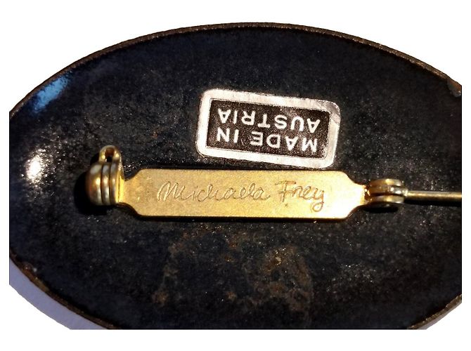 Michaela Frey Emaille Blumenbrosche Oval Golden - Ansicht 5