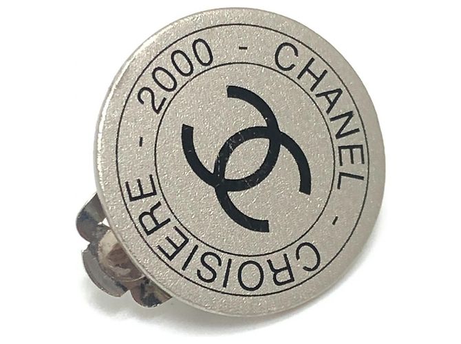 Orecchini clip vintage Chanel 00C Coco Mark Argento - vista 11