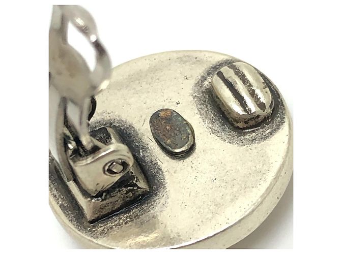 Pendientes de clip CHANEL Coco Mark Circle Button Plata Blanco - vista 6