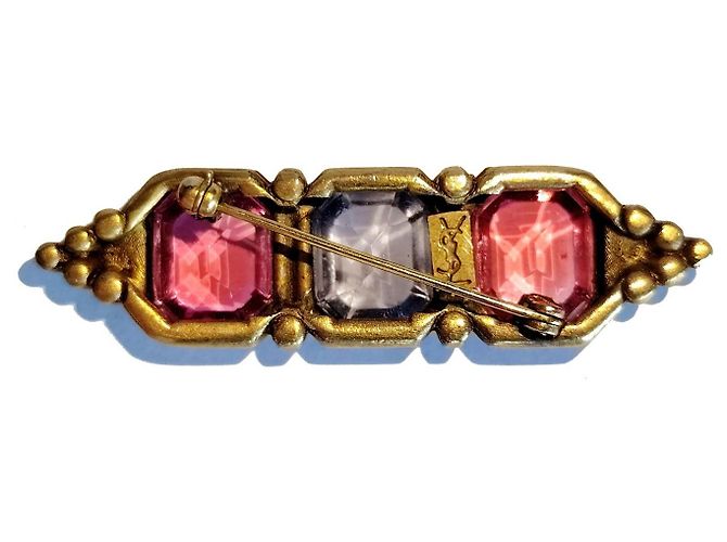 Spilla Yves Saint Laurent YSL Triple Stone D'oro - vista 6