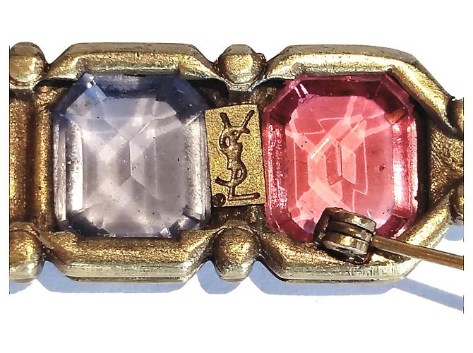 Spilla Yves Saint Laurent YSL Triple Stone D'oro - vista 7