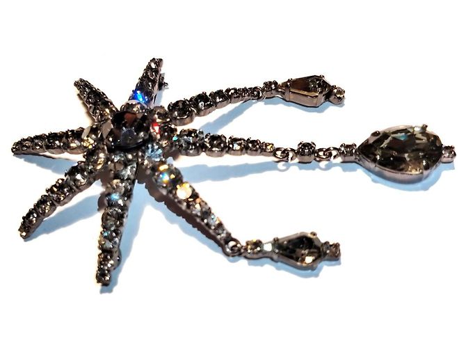 Broche Rochas Paris Starburst em strass Preto - vista 2