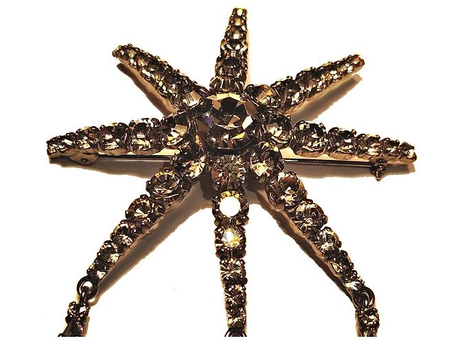 Broche Rochas Paris Starburst em strass Preto - vista 4
