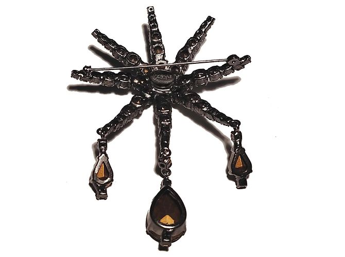 Broche Rochas Paris Starburst em strass Preto - vista 5