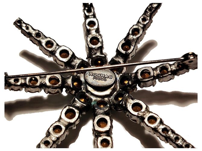 Broche Rochas Paris Starburst em strass Preto - vista 6