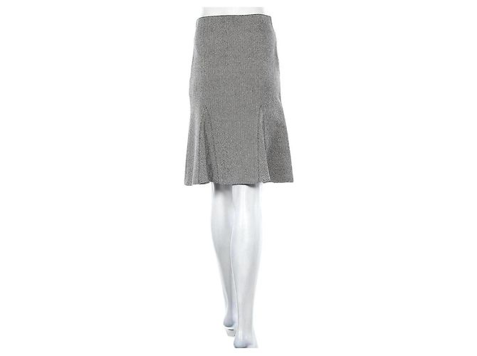 Falda Joseph de lana gris con cintura de cuero Negro - vista 2
