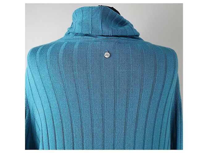 Marcel Ostertag Blaues Rippstrick-Rollkragenkleid - Ansicht 5
