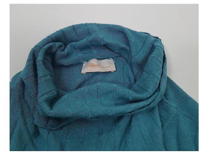 Marcel Ostertag Blaues Rippstrick-Rollkragenkleid - Ansicht 6