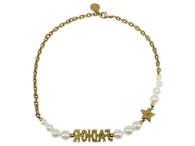 Collana Christian Dior oro con perle finte e strass D'oro - vista 3