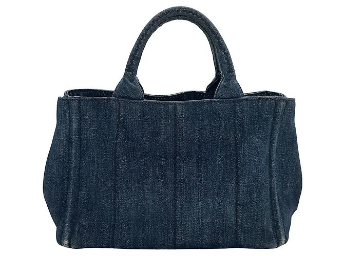 Borsa Prada Canapa Mini in denim blu scuro - vista 2