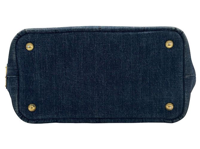 Borsa Prada Canapa Mini in denim blu scuro - vista 3