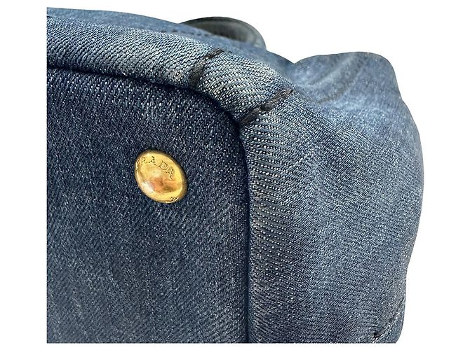 Borsa Prada Canapa Mini in denim blu scuro - vista 4