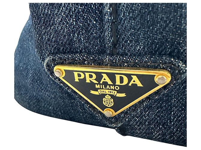 Borsa Prada Canapa Mini in denim blu scuro - vista 8