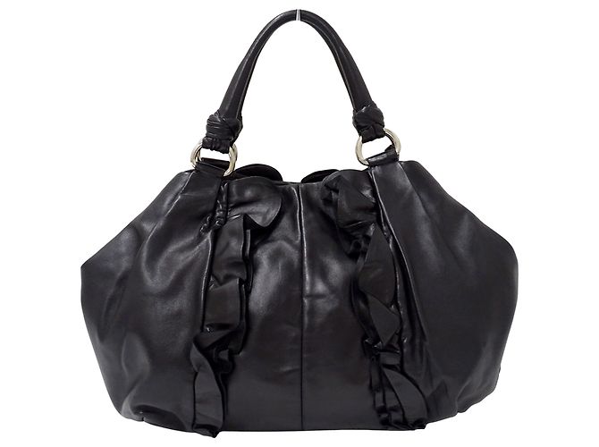 Borsa Tote in pelle nera Prada Nero - vista 2