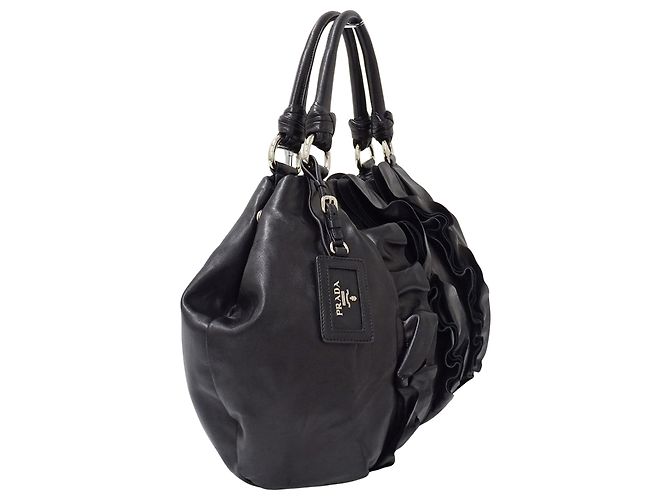 Borsa Tote in pelle nera Prada Nero - vista 4