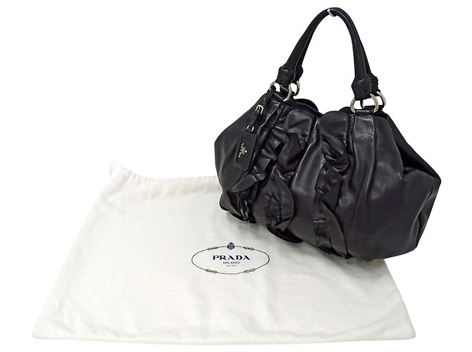 Borsa Tote in pelle nera Prada Nero - vista 7