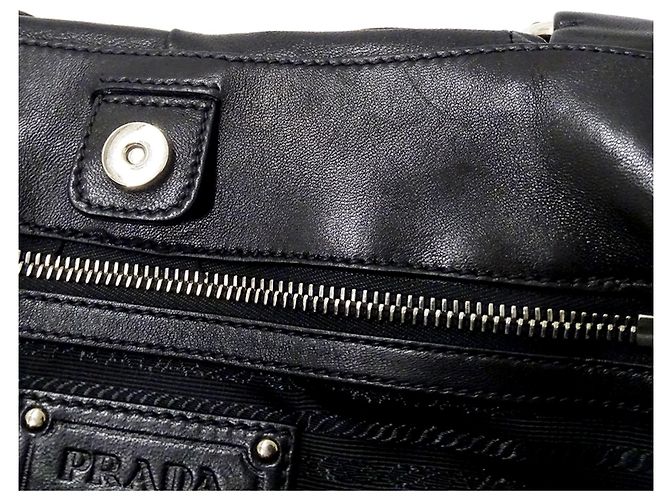 Borsa Tote in pelle nera Prada Nero - vista 8