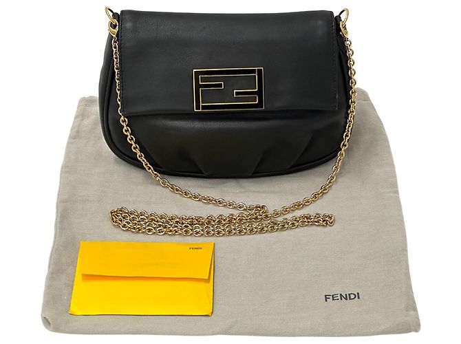 Bolsa de mão em couro preto Fendi - vista 7