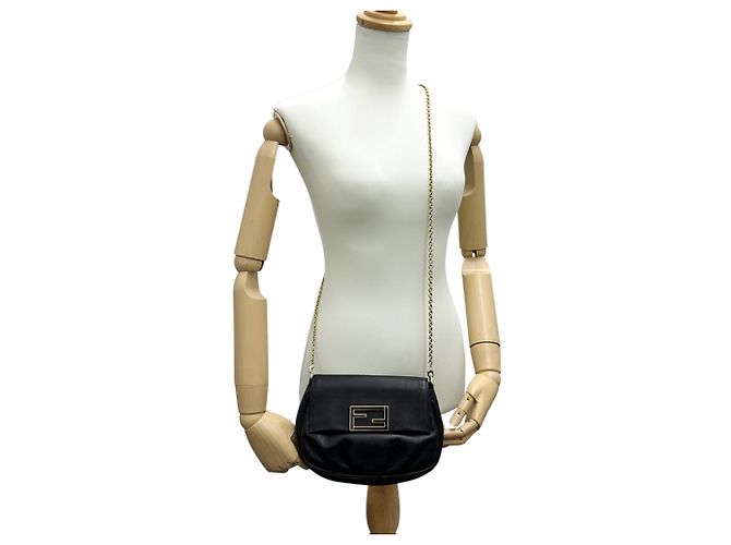 Bolsa de mão em couro preto Fendi - vista 8