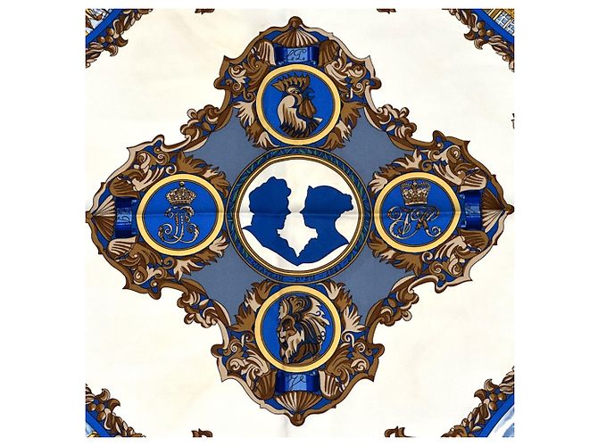 Hermès Sciarpa Hermes Carre 90 L'ENTENTE CORDIALE Blu Multicolore - vista 2