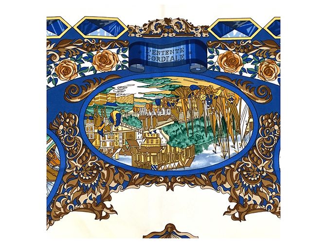 Hermès Sciarpa Hermes Carre 90 L'ENTENTE CORDIALE Blu Multicolore - vista 3