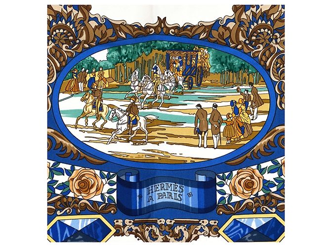 Hermès Sciarpa Hermes Carre 90 L'ENTENTE CORDIALE Blu Multicolore - vista 4